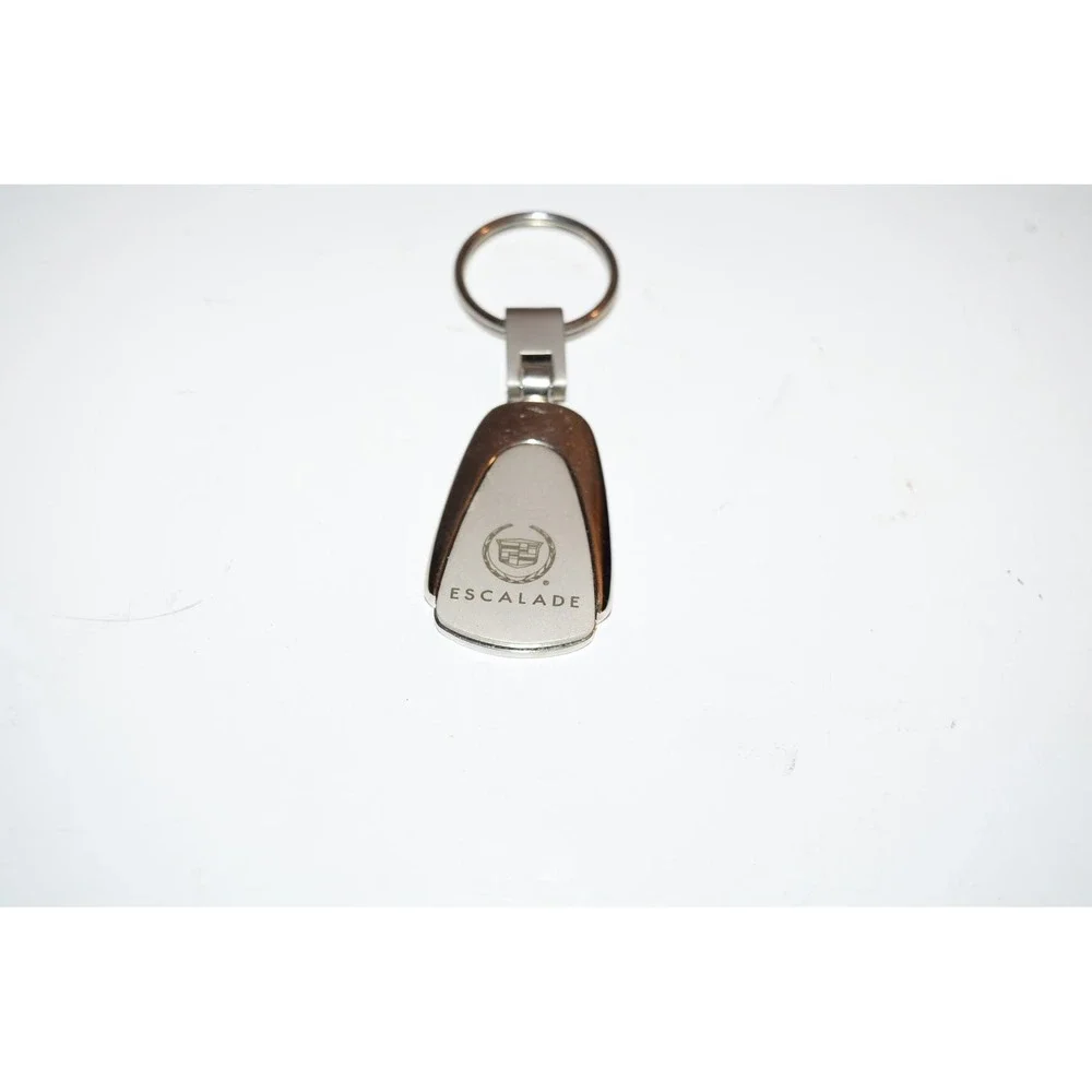 Cadillac Escalade Silvertone Dome  Chrome Metal Teardrop Key‎ Chain
